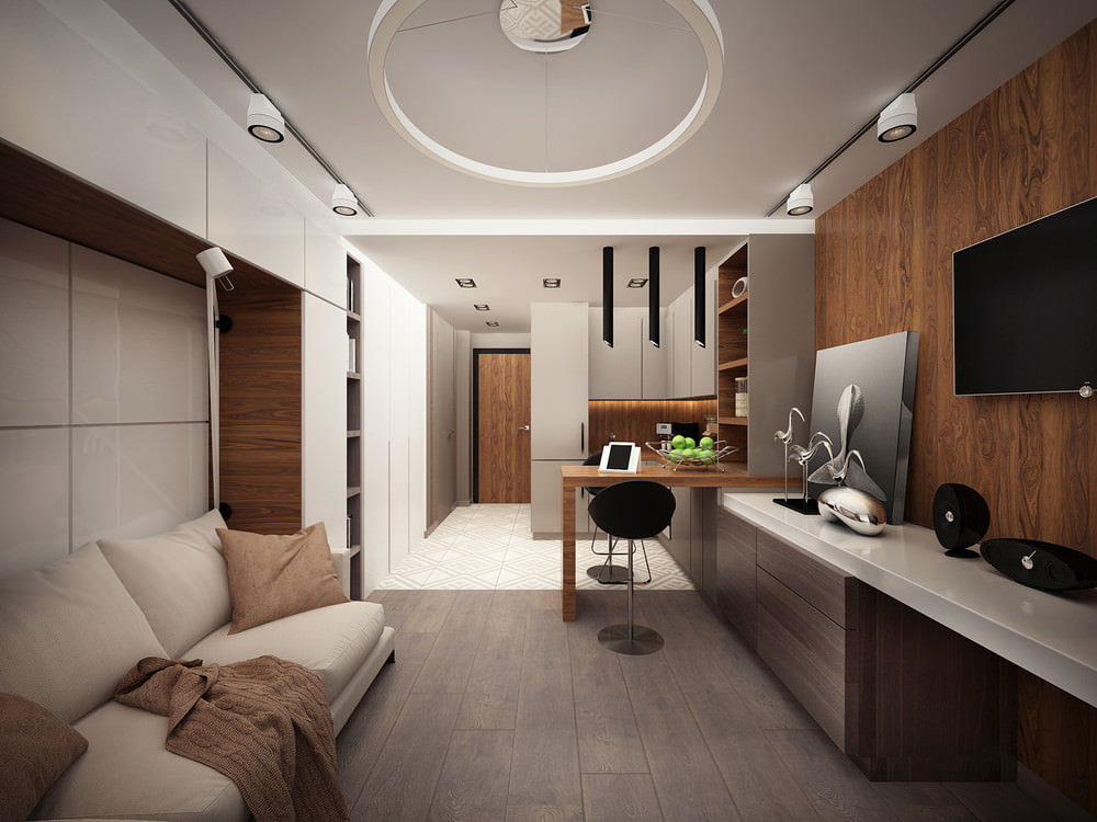 Современный дизайн квартиры студии 25 кв м