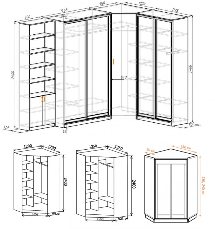 Модели шкафов с размерами