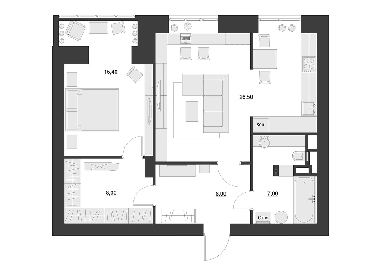 Двухкомнатная квартира 65 кв. м: дизайн, фото, планировка