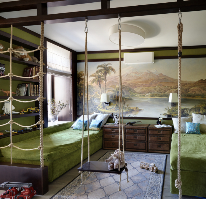 подвесные качели в детской