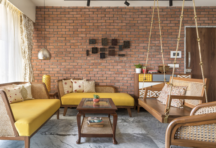 подвесной диван в интерьере