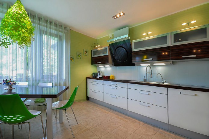 Дизайн кухни с зелеными обоями: 55 современных фото в интерьере - 5