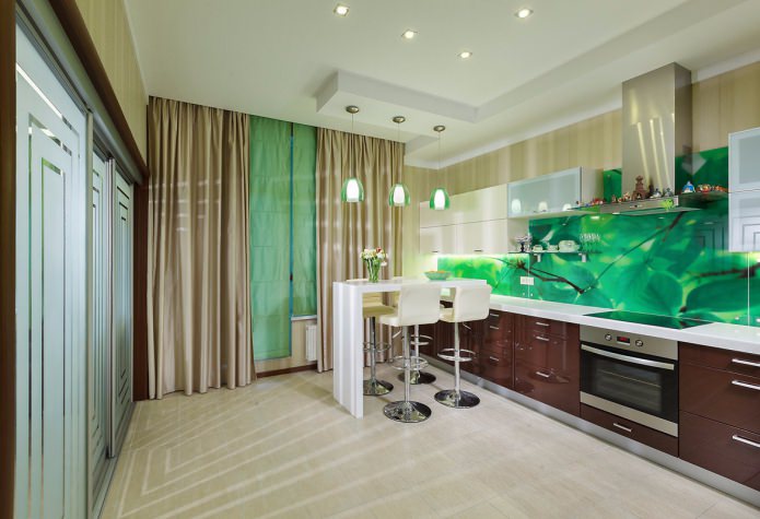 Дизайн кухни с зелеными обоями: 55 современных фото в интерьере - 3