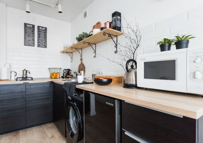Черный гарнитур в интерьере в кухне: дизайн, выбор обоев, 90 фото - 7