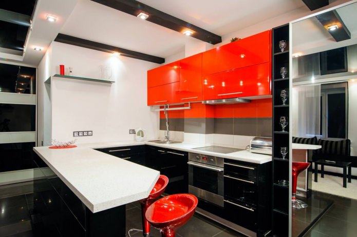 Черный гарнитур в интерьере в кухне: дизайн, выбор обоев, 90 фото - 44