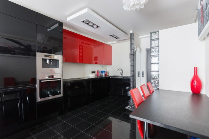 Черный гарнитур в интерьере в кухне: дизайн, выбор обоев, 90 фото - 40