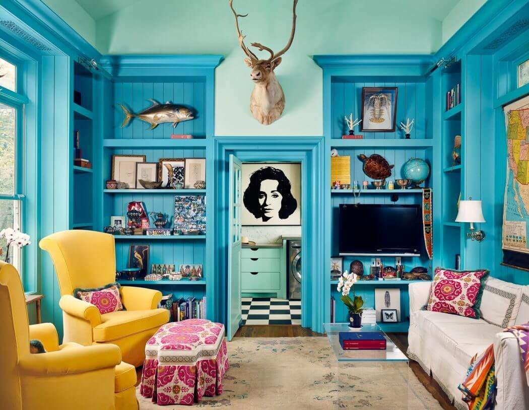 Комната в сине желтом стиле