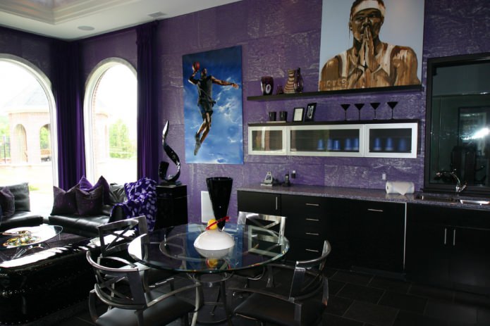 черно-фиолетовая гостиная