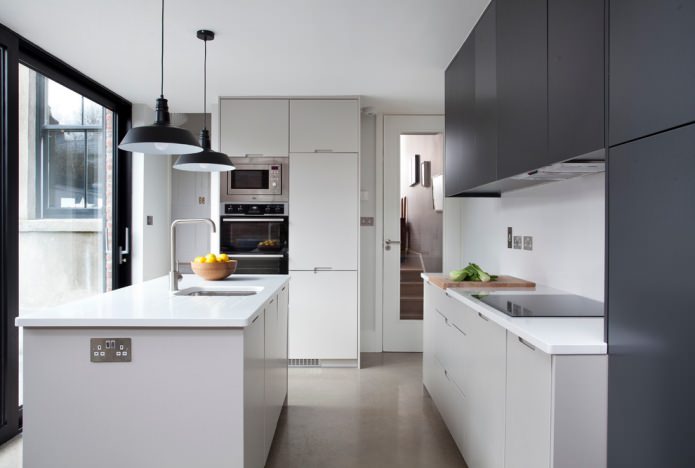 Черно-серый матовый кухонный фасад