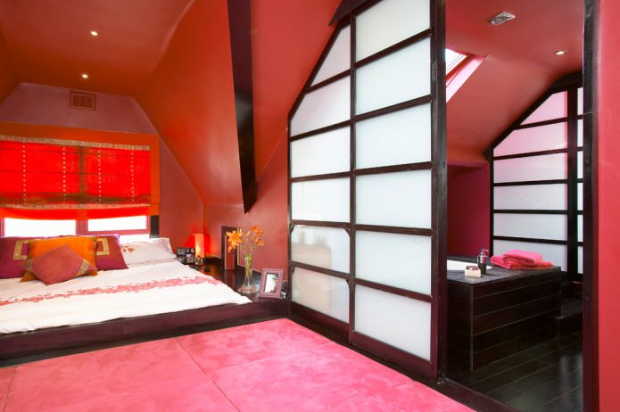спальня в красных тонах 
