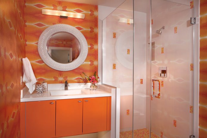 ванная в оранжевых тонах