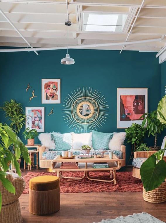 гостиная в бирюзовых тонах