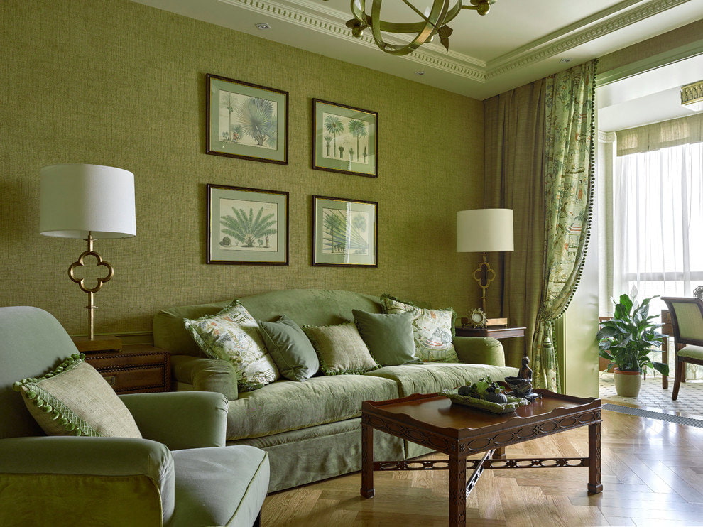 Оливковый цвет в интерьере – особенности дизайна комнат в оливковых тонах