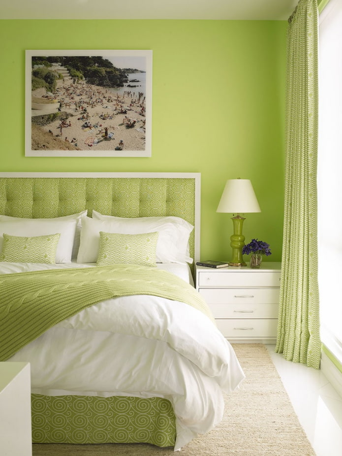 спальня в зеленой гамме