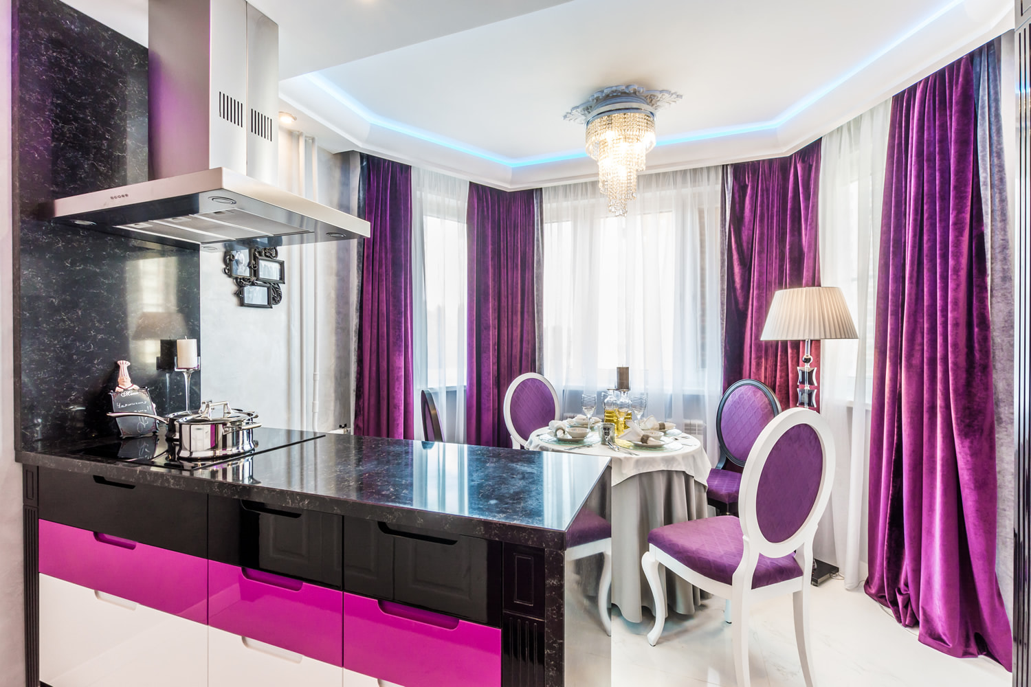Фиолетовые шторы — идеи сочетаний и реальные примеры фиолетового в дизайне интерьера (110 фото)