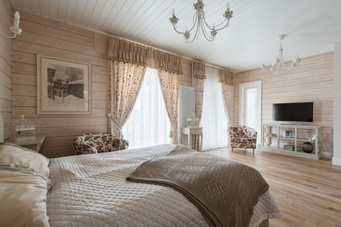 спальня в прованском стиле в интерьере дома