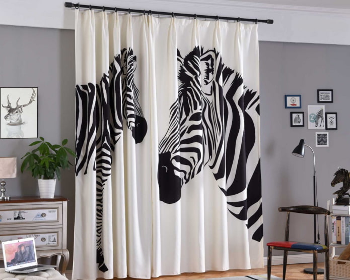 шторы с изображением зебры 