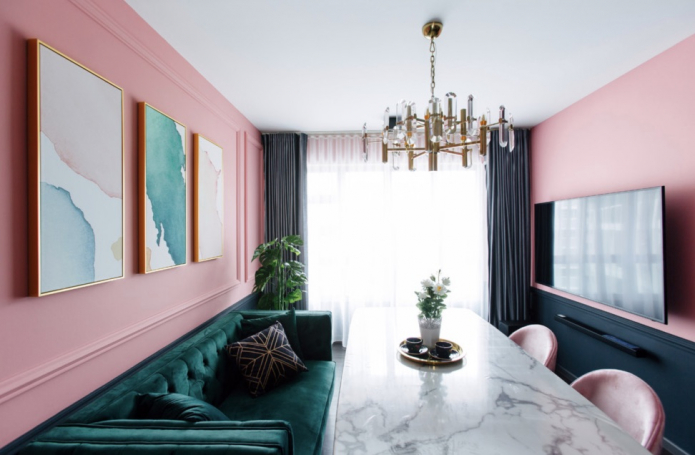 розовый интерьер