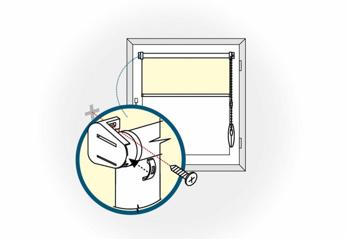 схема крепления рулонной шторы на саморезы к окну