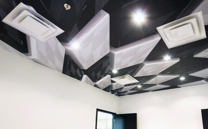 потолок с изображением объемных геометрических предметов