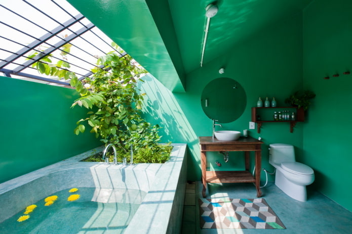 потолок окрашенный в зеленый цвет