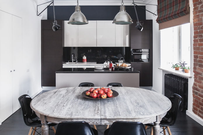 Стол серого цвета на кухню