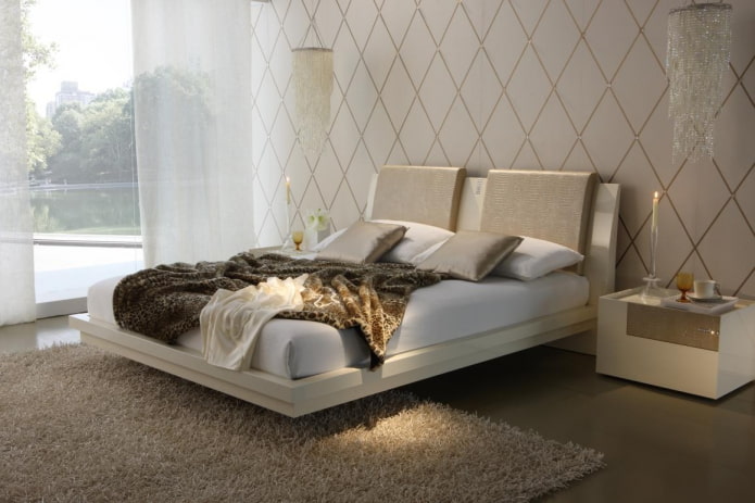 прямоугольная парящая кровать