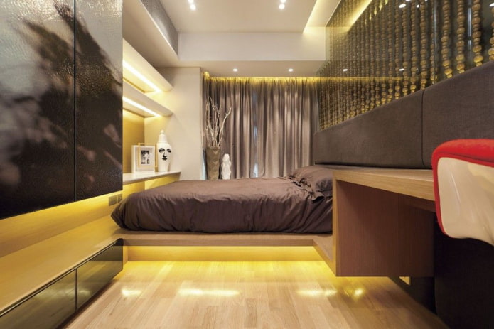 деревянная кровать в стиле хай-тек