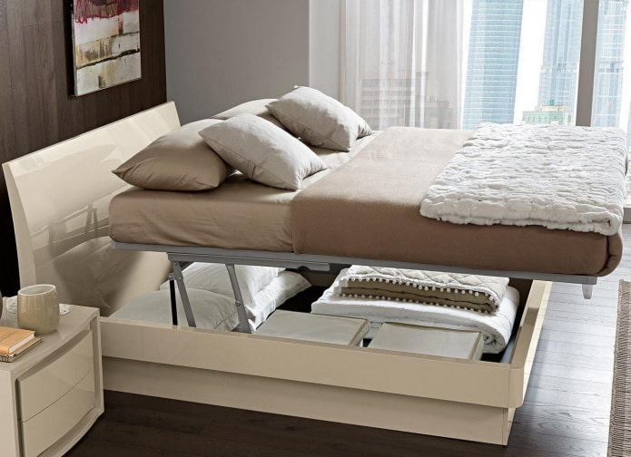 Кровать двуспальная с подъемным механизмом мдф