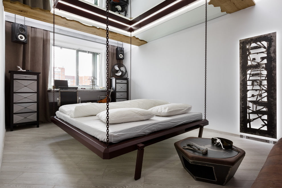 Подвесные кровати к потолку: фото конструкции, плюсы и минусы изделий, типы подвесов