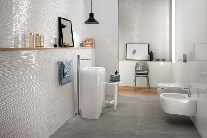 Белая плитка в ванной: дизайн, формы, цветовые сочетания, варианты расположения, цвет затирки