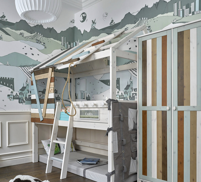 угловая кровать в виде домика в детской угловая кровать в виде домика в детской