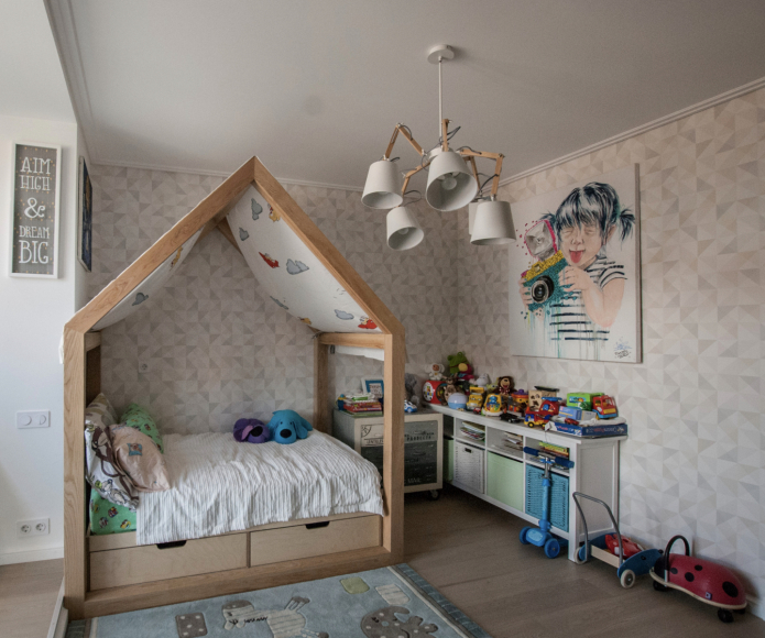 угловая кровать в виде домика в детской угловая кровать в виде домика в детской