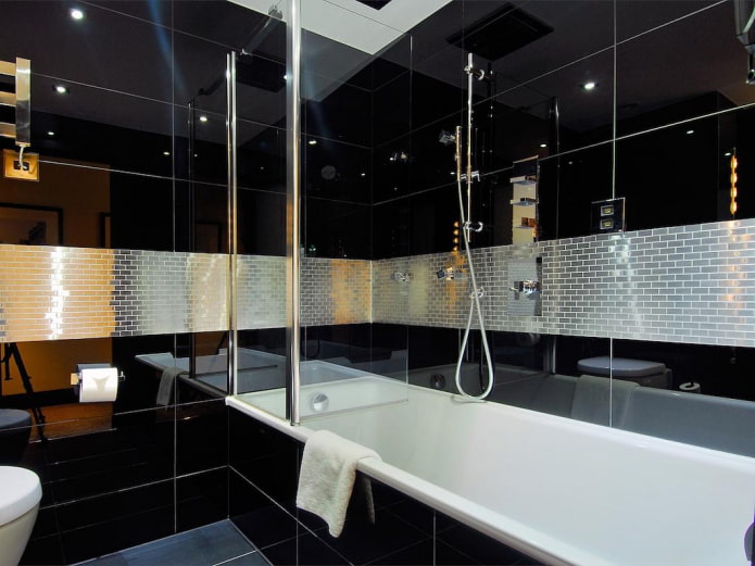 Черная плитка в ванной: дизайн, примеры раскладки, сочетания, фото в интерьере