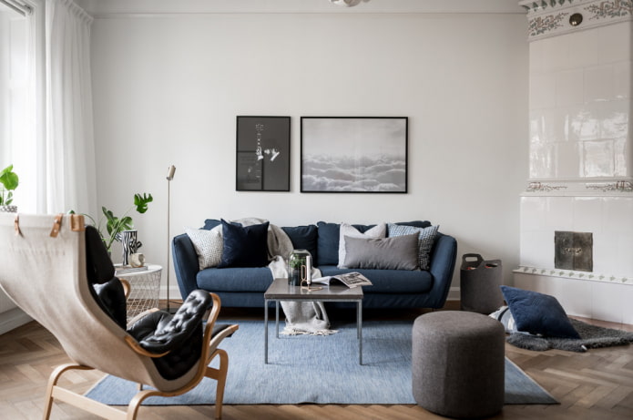 Синий диван в интерьере: 70+ фото, идеи для гостиной, кухни, детской,кабинета