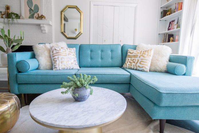 Синий диван в интерьере: виды, механизмы, дизайн, материалы обивки, оттенки, сочетания