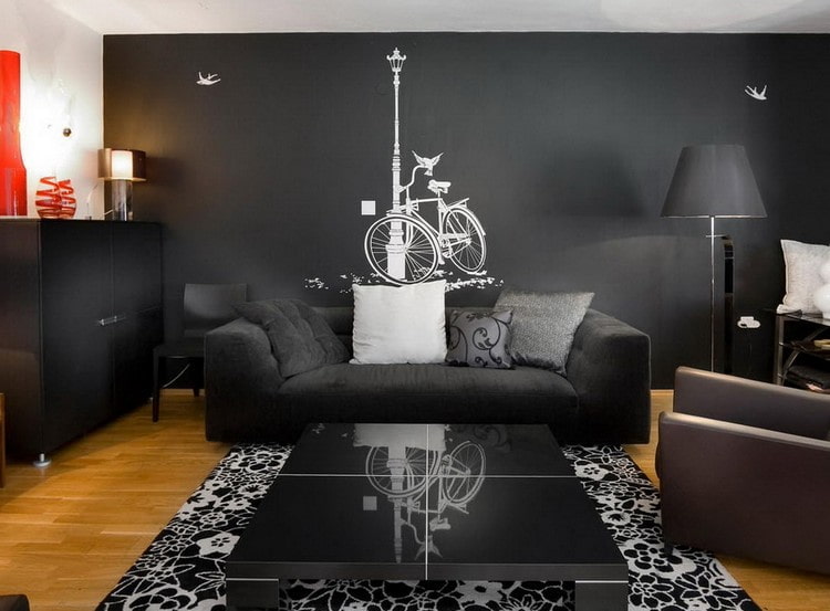Черный диван в интерьере: 50+ фото, примеры в гостиной, кухне, детской