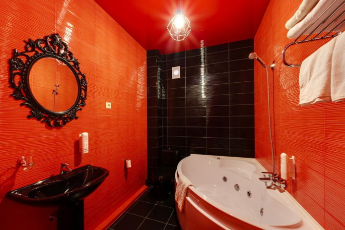 ванная комната в черно-красных оттенках