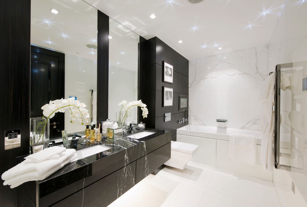 Черно-белая ванная комната: 50+ фото, идеи стильного дизайна