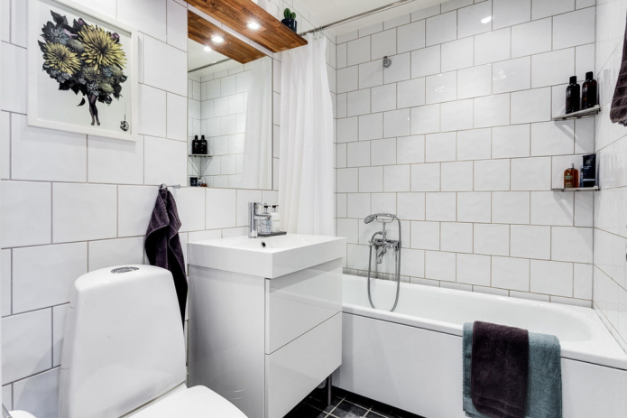 дизайн интерьера ванной в белых тонах