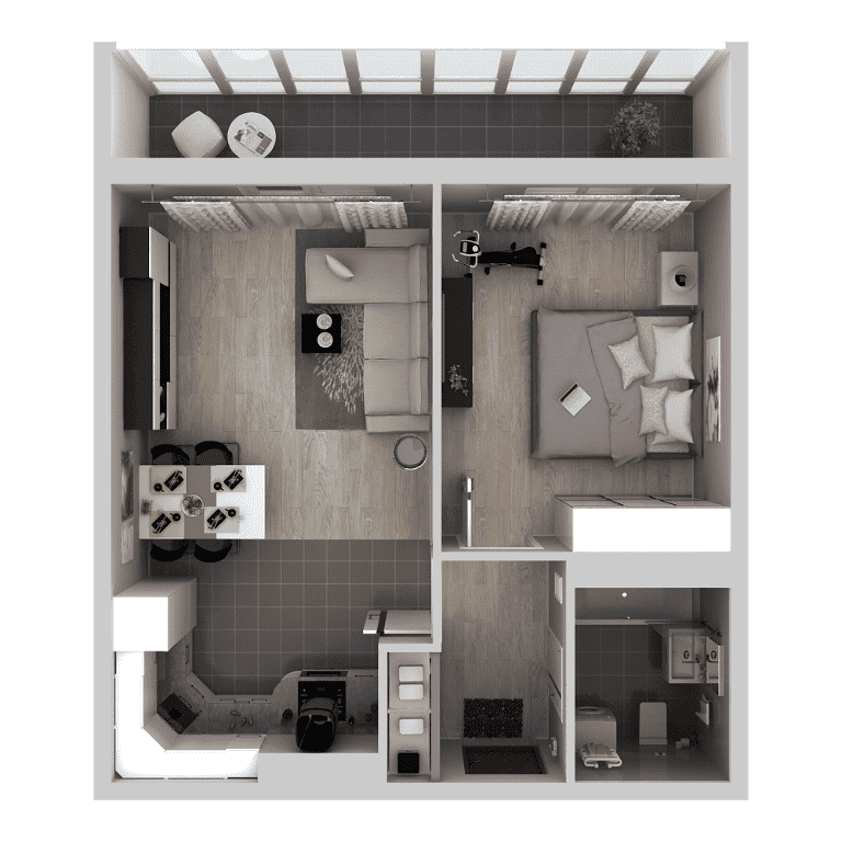 Дизайн квартиры 36 кв м с выделенной спальной зоной