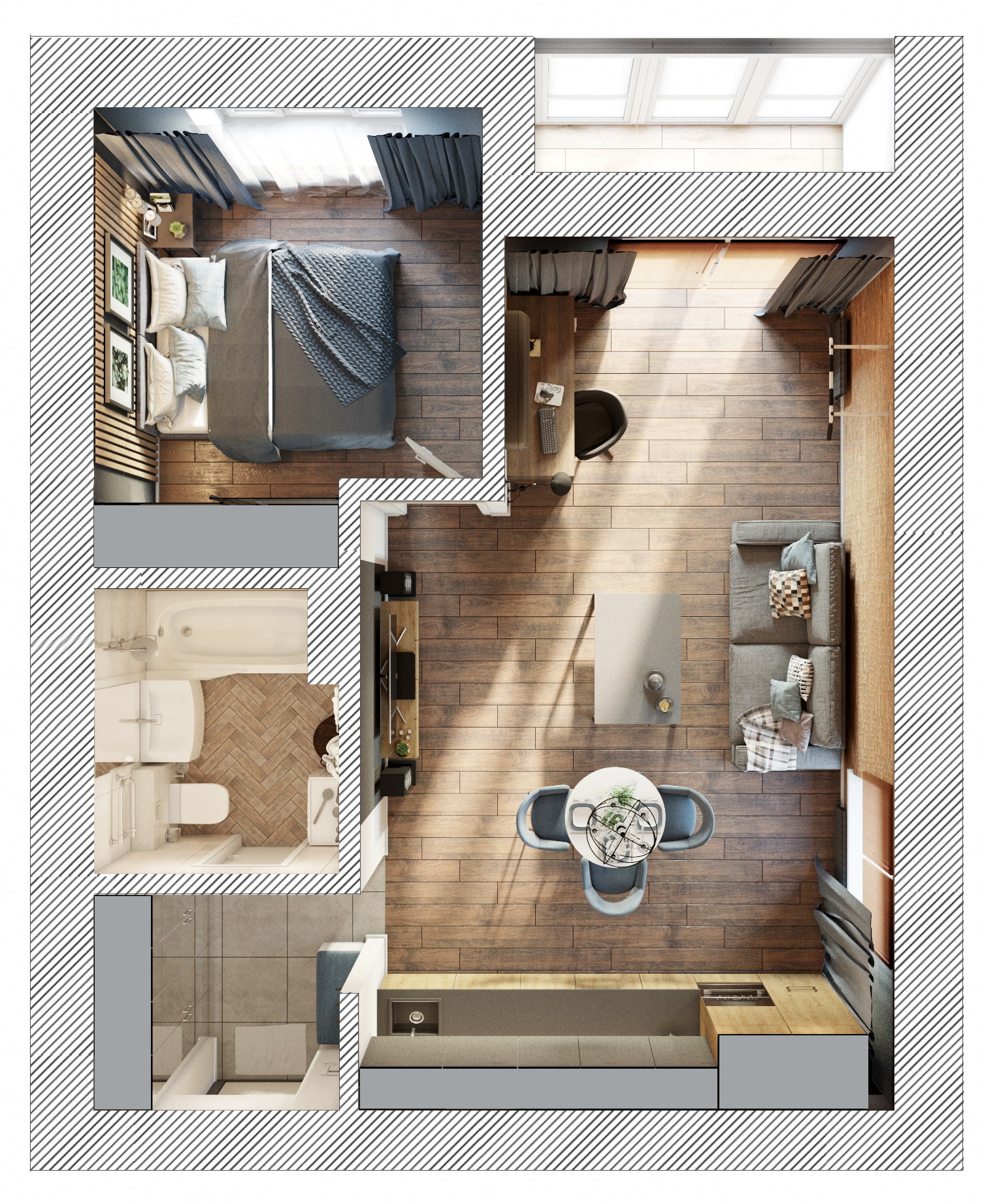 Дизайн квартиры 35 кв. м. [60+ фото] планировки 1-комнатных, студий иевродвушек