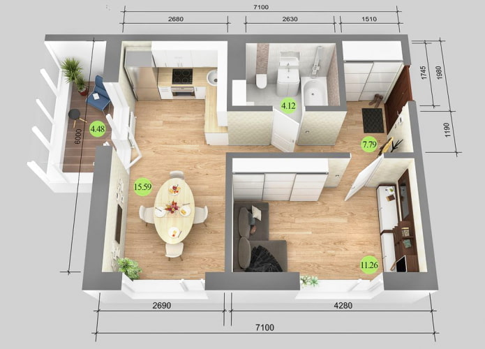 Схема квартиры 38 кв с метражом