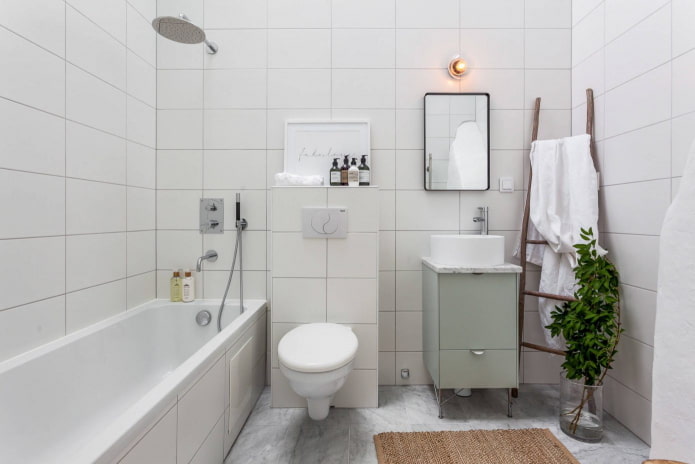 ванная в белых тонах в скандинавском стиле