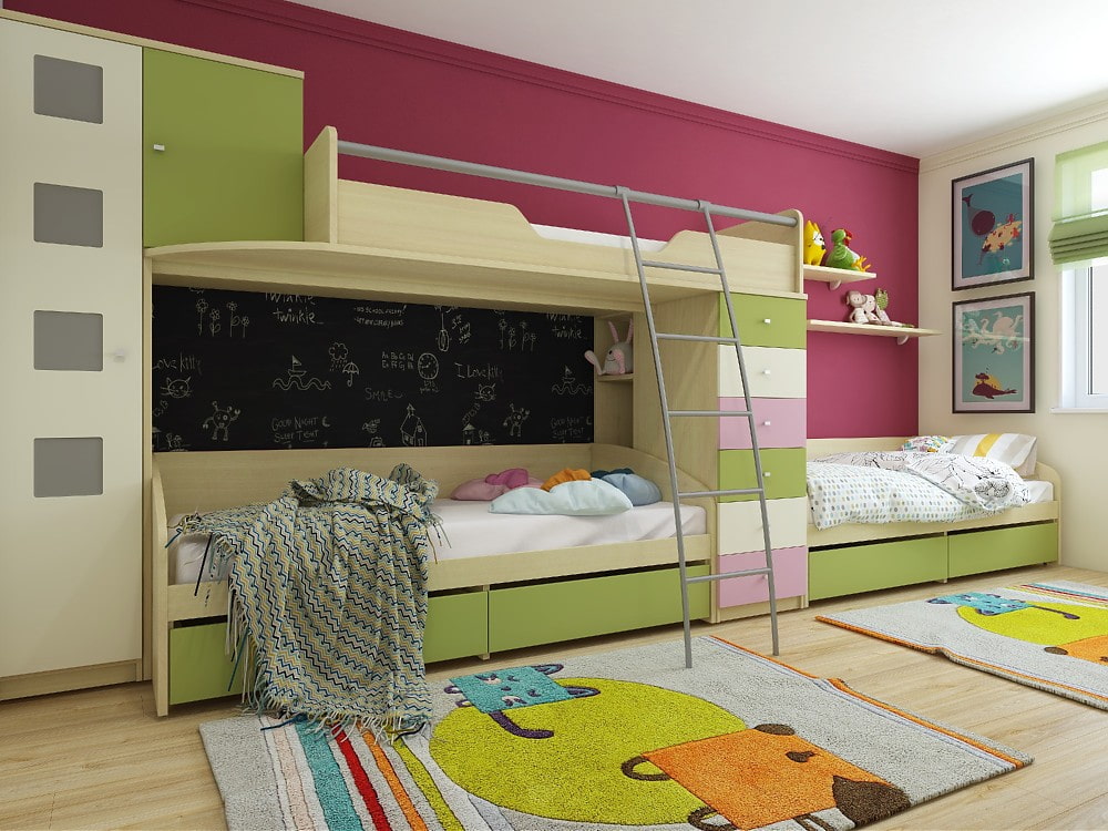 Дизайн комнаты на 3 детей бюджетный вариант