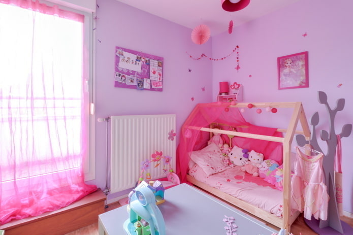 розово-сиреневая комната для девочки