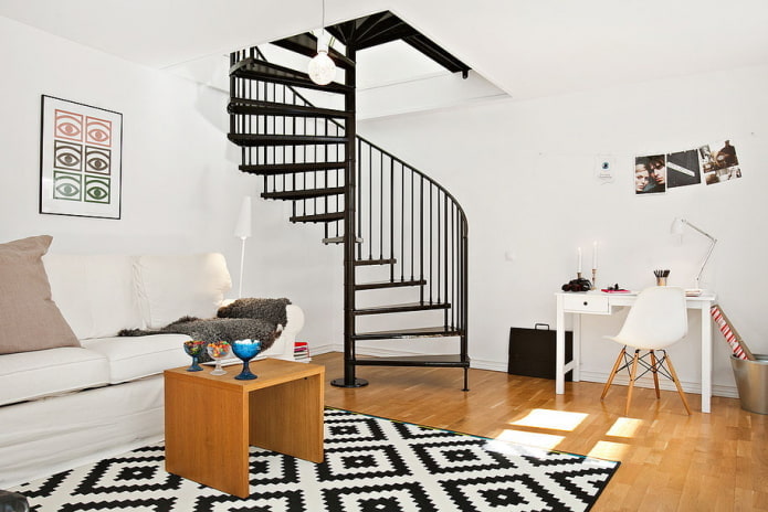 интерьер двухъярусной квартиры в скандинавском стиле