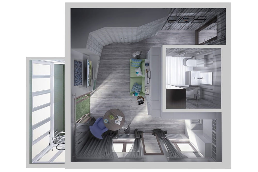 Дизайн квартиры 34 кв м с балконом