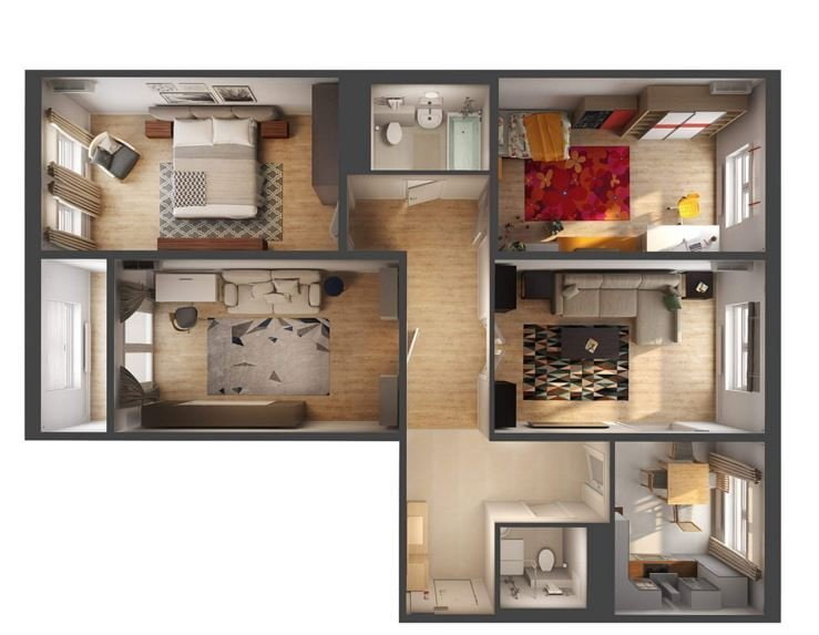 Дизайн проект интерьера 2-х комнатной квартиры — студии