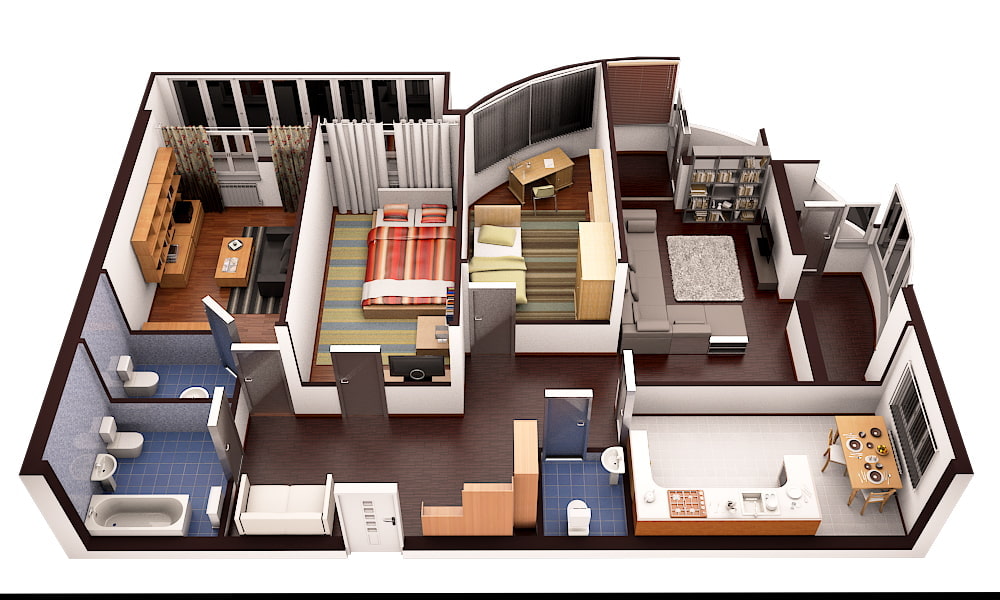 Дизайн интерьера 4-комнатной квартиры 95 кв.м в современном стиле с элементами ньюмодерна